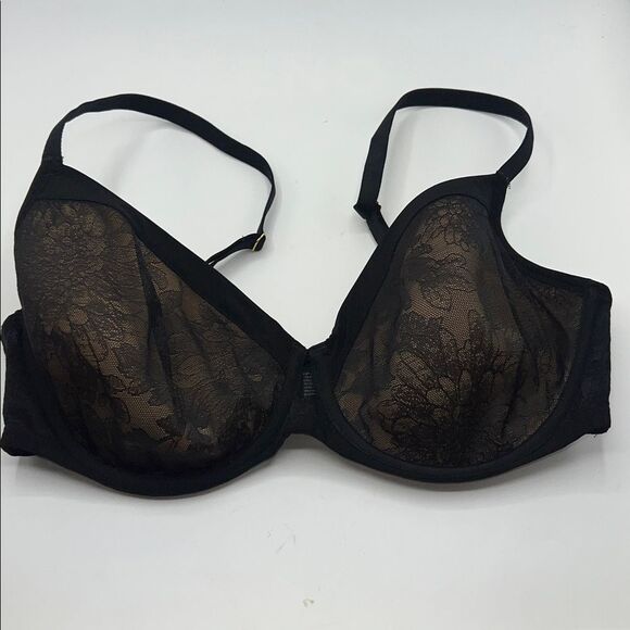 SOMA Lightest Lift Perfect Coverage Bra Underwire Black Lace and Satin Trim-36DD - Picture 2 of 6